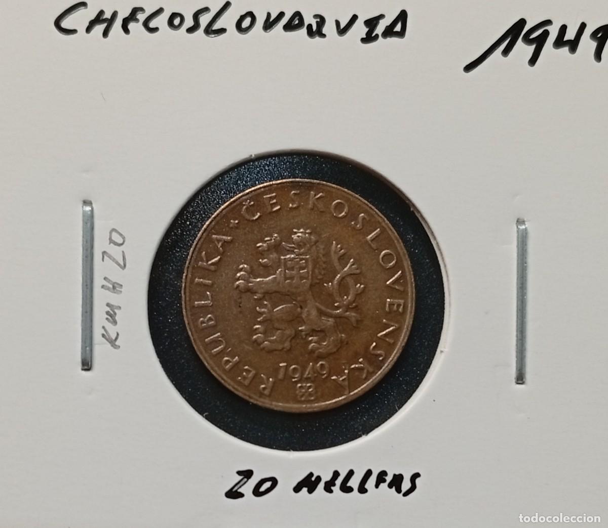 Monedas antiguas de Europa: CHECOSLOVAQUIA 20 HELLERS / HALERU 1949 KM#20 MBC.