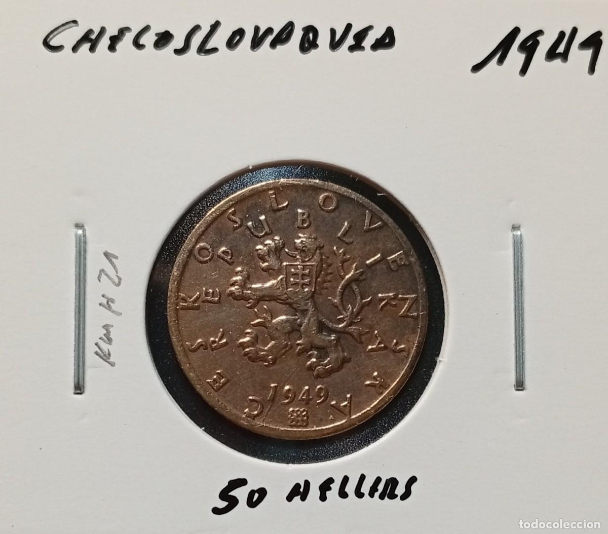 Monedas antiguas de Europa: CHECOSLOVAQUIA 50 HELLERS / HALERU 1949 KM#21 MBC.