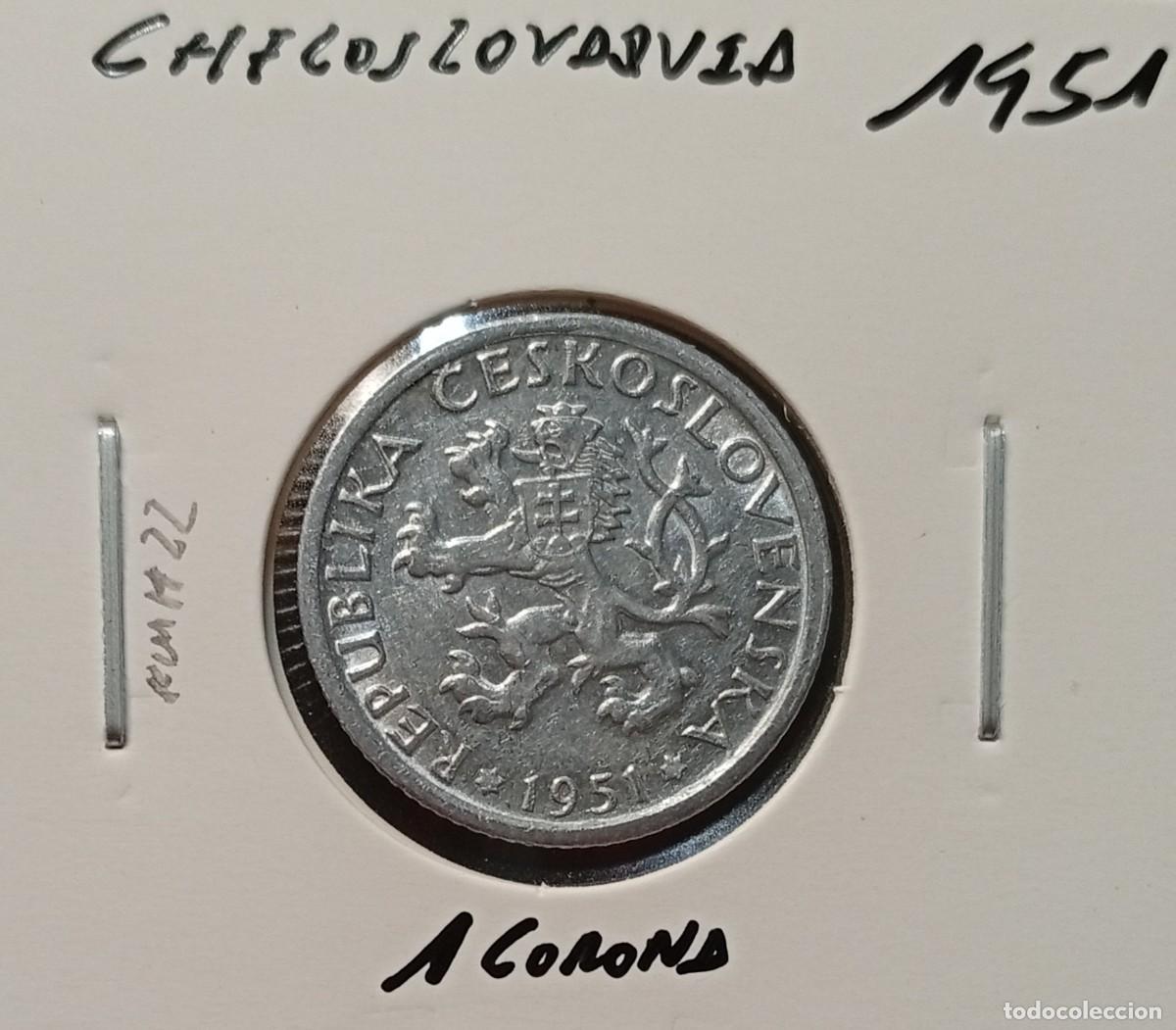 Monedas antiguas de Europa: CHECOSLOVAQUIA 1 CORONA 1951 KM#22 EBC.