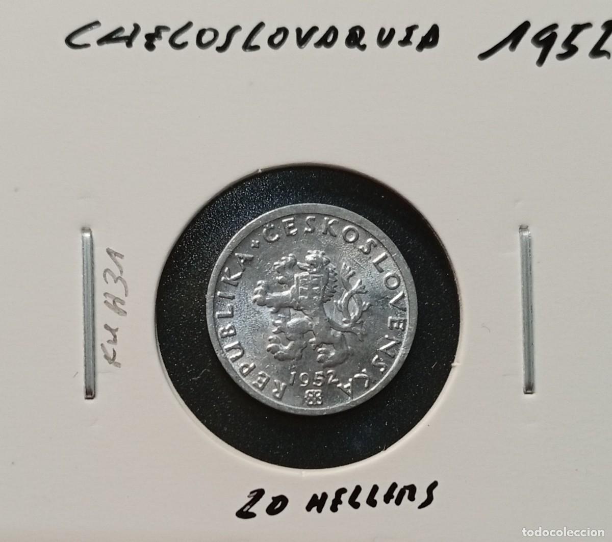 Monedas antiguas de Europa: CHECOSLOVAQUIA 20 HELLERS / HALERU 1952 KM#31 EBC.