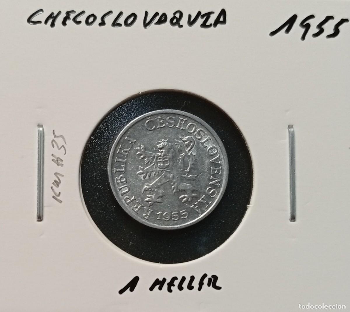 Monedas antiguas de Europa: CHECOSLOVAQUIA 1 HELLER / HALERU 1955 KM#35 MBC.