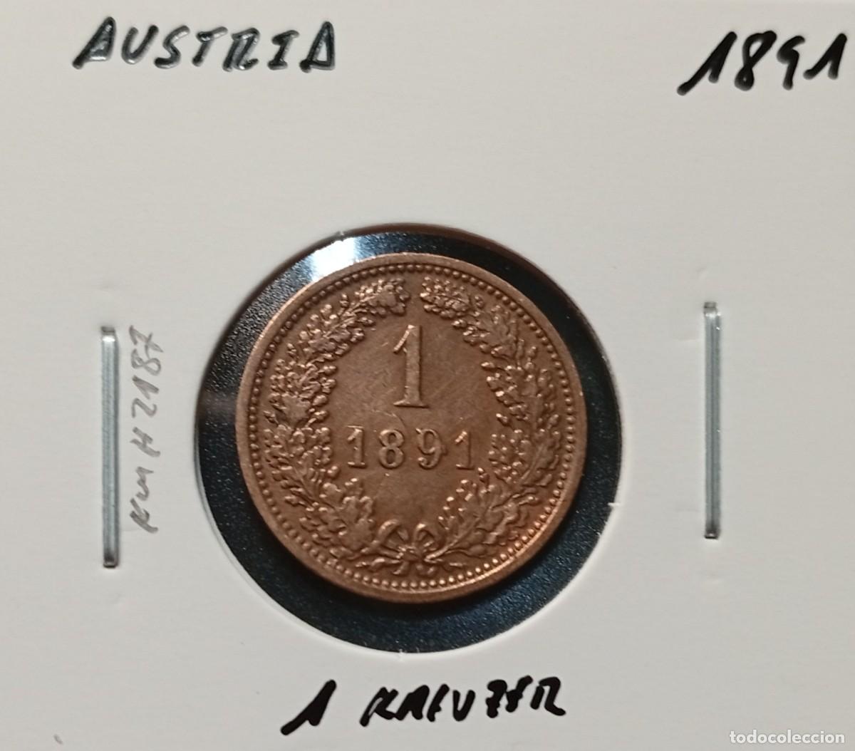 Monedas antiguas de Europa: AUSTRIA 1 KREUZER 1891 KM#2187 MBC