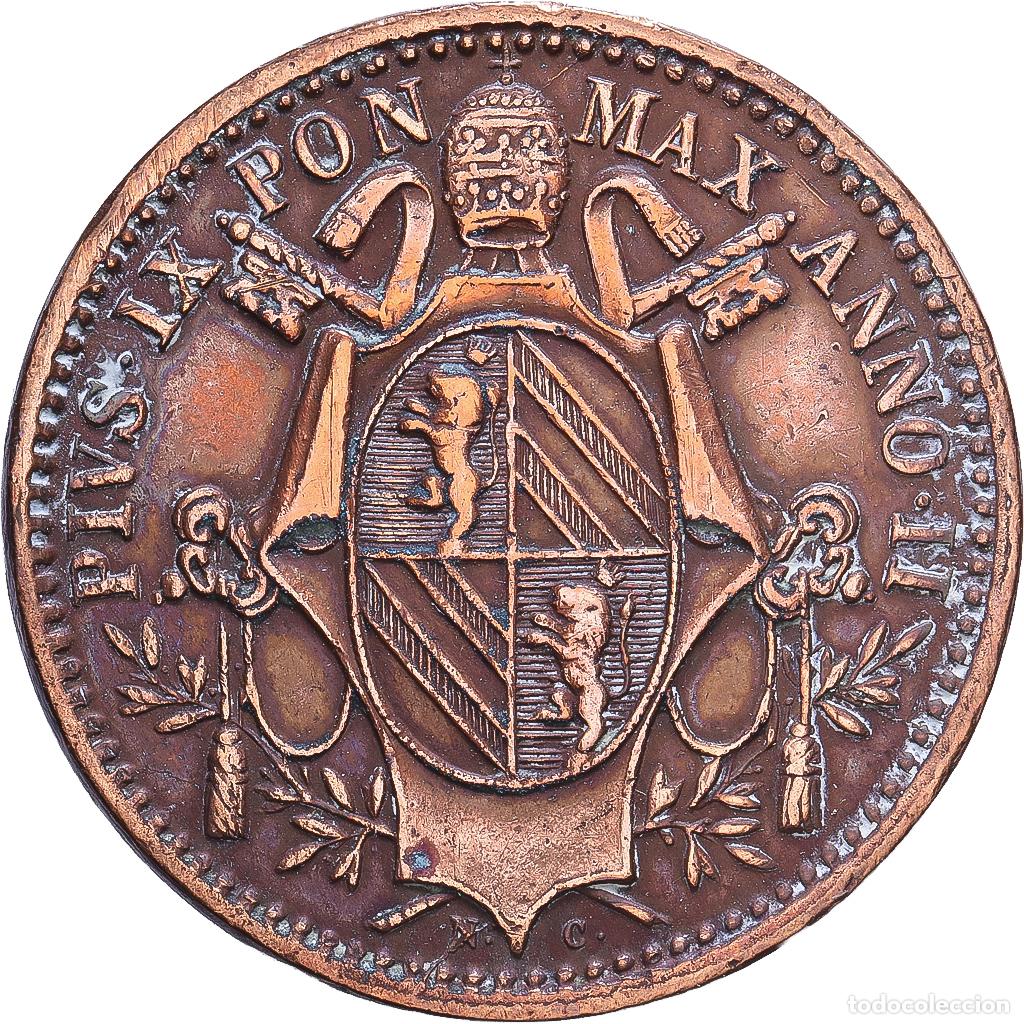 Monedas antiguas de Europa: [#1547720] Papal States, Pius IX, 1/2 Baiocco, 1848, Bologna, Cobre, MBC, KM:1340