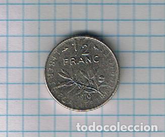 Monedas antiguas de Europa: Moneda Francia 1/2 franco franc&eacute;s V Rep&uacute;blica
