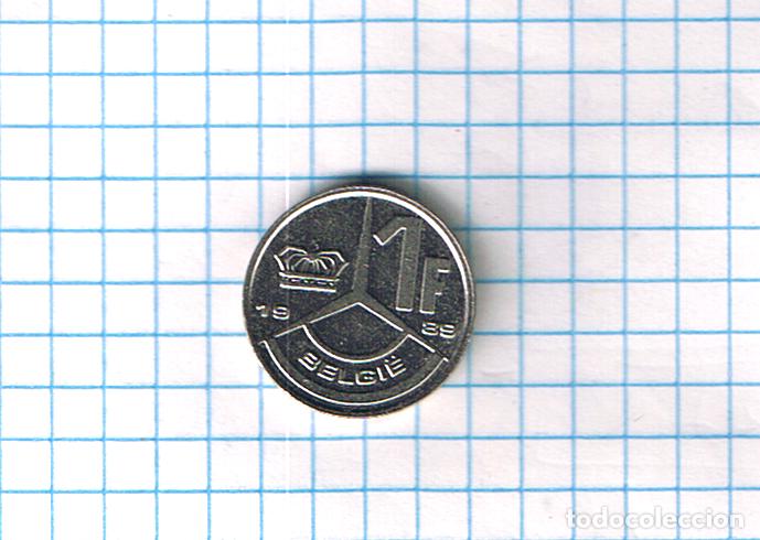 Monedas antiguas de Europa: Moneda B&eacute;lgica 1 Franco Belga Belgie 1989