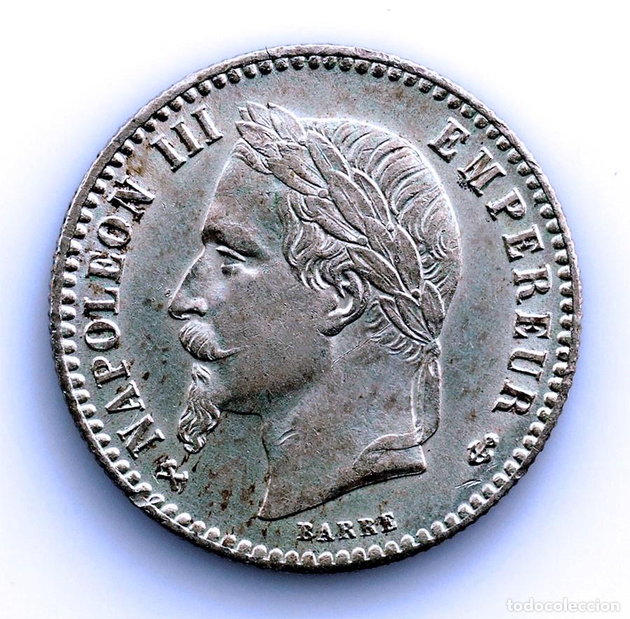Monedas antiguas de Europa: SC-Francia-Napole&oacute;n III. 50 Centimes 1864 K Burdeos. EBC/XF Plata 2,5 g. ESCASA