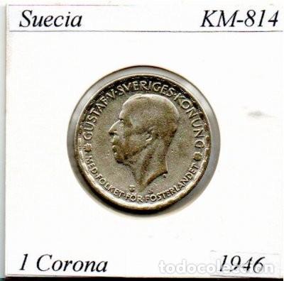Monedas antiguas de Europa: SUECIA 1946, 1 CORONA, KM-814, AG, EBC; 6,95 &euro; 1