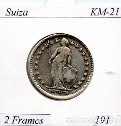 Monedas antiguas de Europa: SUIZA 1914, 2 FRANCS, KM-21, AG, 9,95 &euro; 1