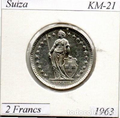 Monedas antiguas de Europa: SUIZA 1963., 2 FRANCS, KM-21, AG, EBC; 11,95 &euro; 1