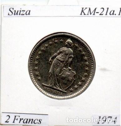 Monedas antiguas de Europa: SUIZA 1974, 2 FRANCS, KM-21a.1, CU-NI; 1,95 &euro; 1