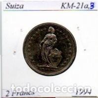 Monedas antiguas de Europa: SUIZA 1994, 2 FRANCS, KM-21a3, MBC; 1,25 &euro; 1