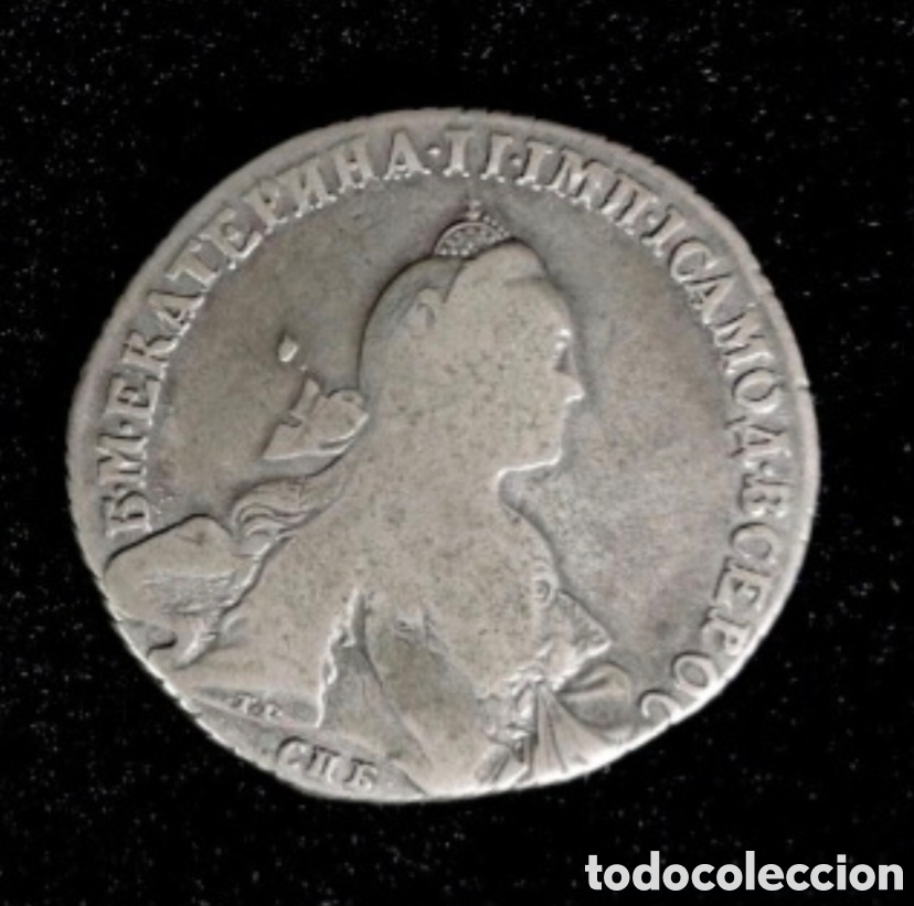 Monedas antiguas de Europa: CATALINA II LA GRANDE RUBLO СПБ&ndash;B.M. EKATERINA II IMPER I SAMOD VSEROS BUSTO DERECHA LAZO MO&Ntilde;O 1768