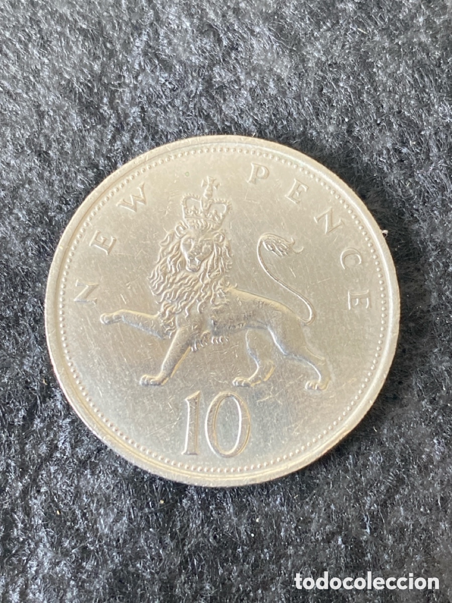 Monedas antiguas de Europa: Moneda 10 New pende de Isabel ll - Foto 1