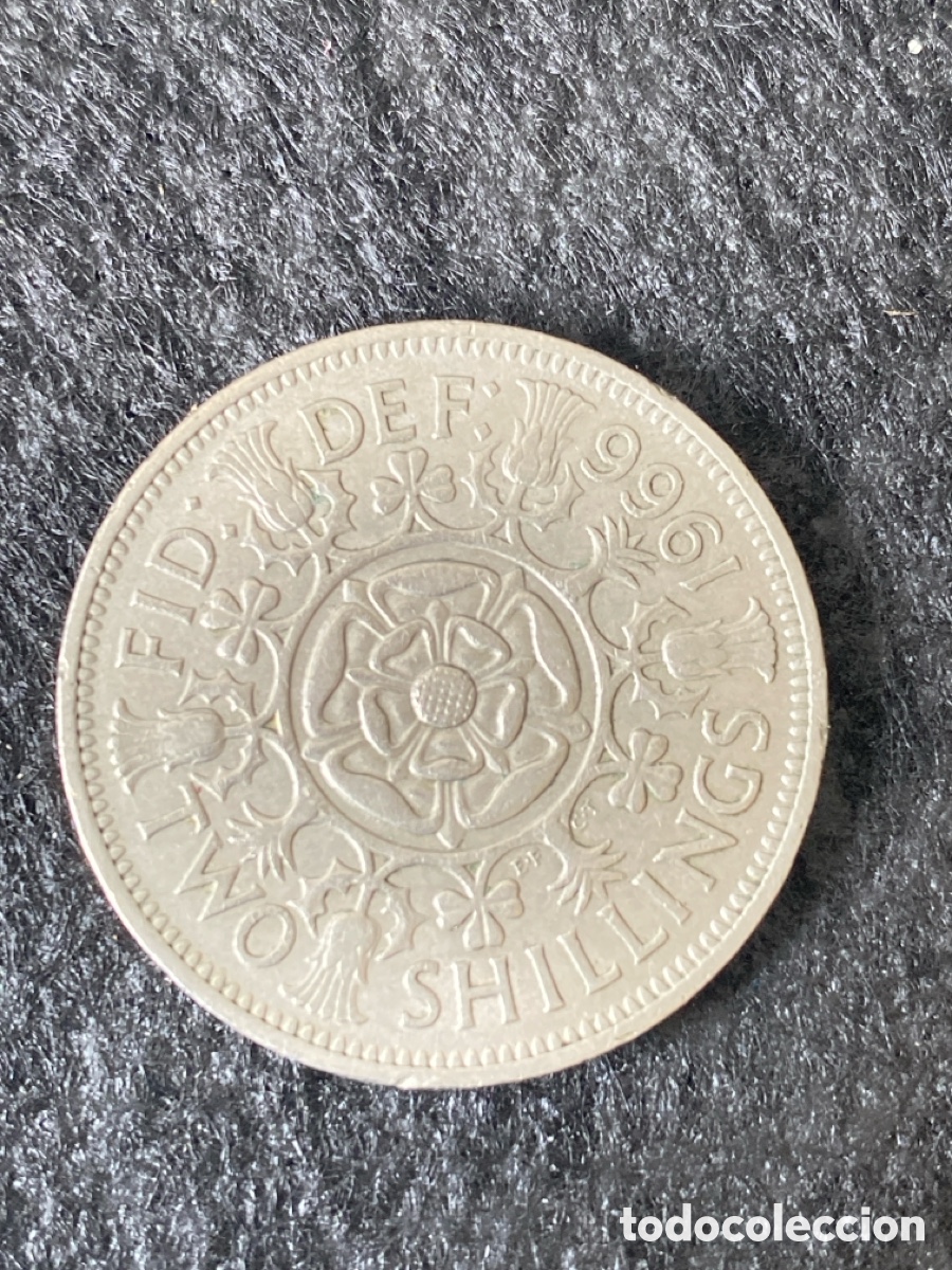 Monedas antiguas de Europa: Moneda dos chelines de 1966 Isabel ll - Foto 2