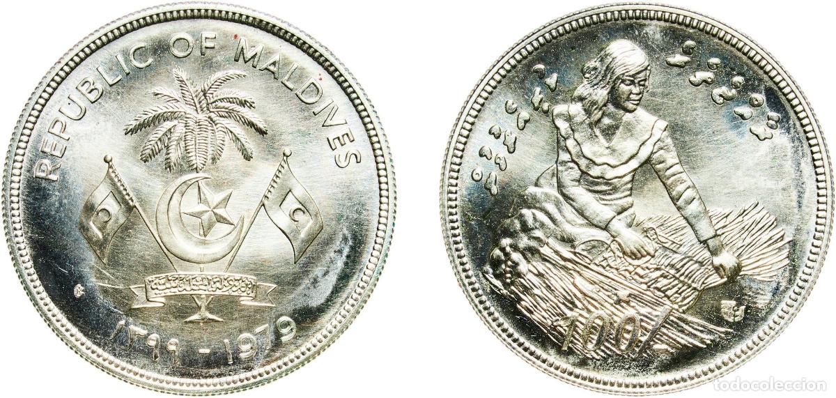 Monedas antiguas de Europa: Maldives Second Republic AH1399 (1979) IPZS 100 Rufiyaa (FAO) Silver (.800) Rome Mint (6000) 28.31g