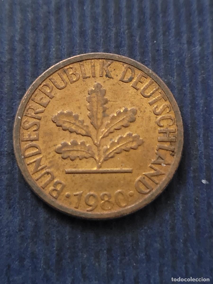 Monedas antiguas de Europa: Moneda 1 pfennig 1980 &rdquo;D&rdquo; Alemania RFA