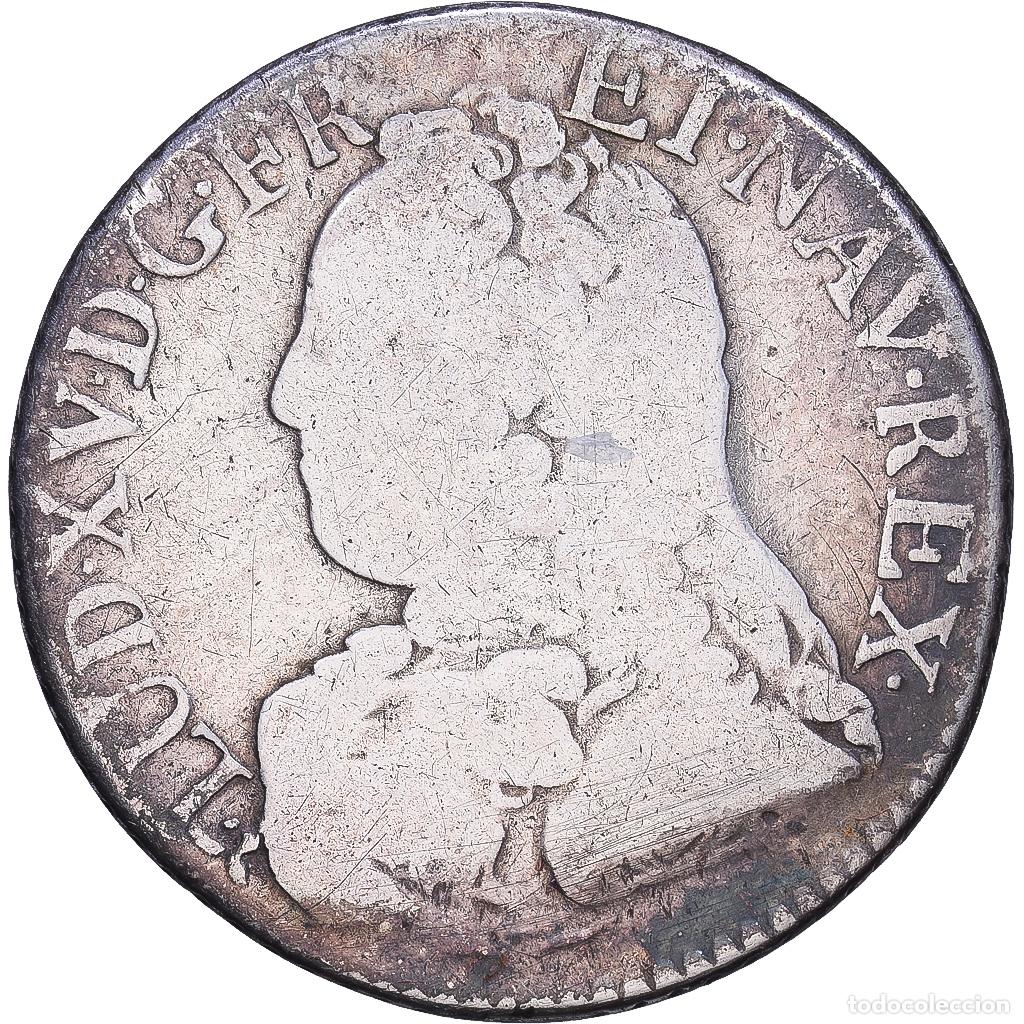 Monedas antiguas de Europa: [#1547757] Francia, Louis XV, 1/5 &Eacute;cu aux branches d'olivier, 1728, Rouen, Plata, BC+