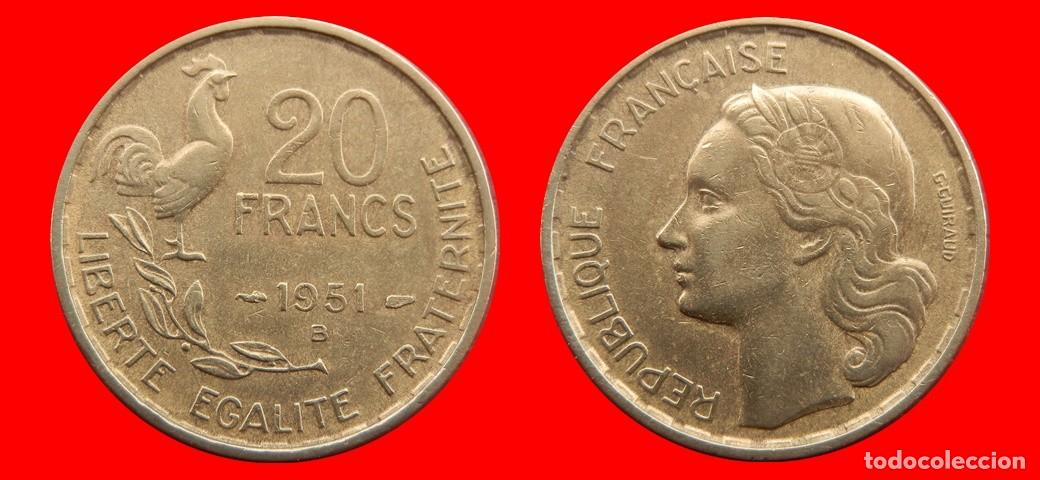 Monedas antiguas de Europa: 20 FRANCOS 1951B G.GUIRAUD 4 PLUMAS FRANCIA-157004