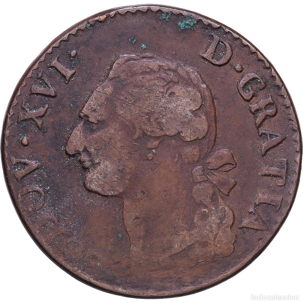 Monedas antiguas de Europa: [#1547756] Francia, Louis XVI, Sol, Limoges, Cobre, BC+, Gadoury:350