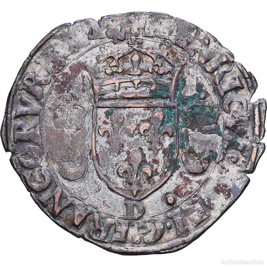 Monedas antiguas de Europa: [#1547777] Francia, Henri II, Douzain aux croissants, 1551, Lyon, Vell&oacute;n, BC+