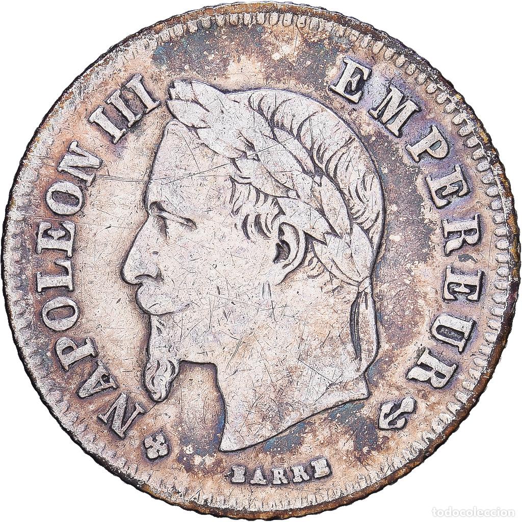 Monedas antiguas de Europa: [#1547754] Francia, Napoleon III, 20 Centimes, 1866, Strasbourg, Plata, BC+, Gadoury:308