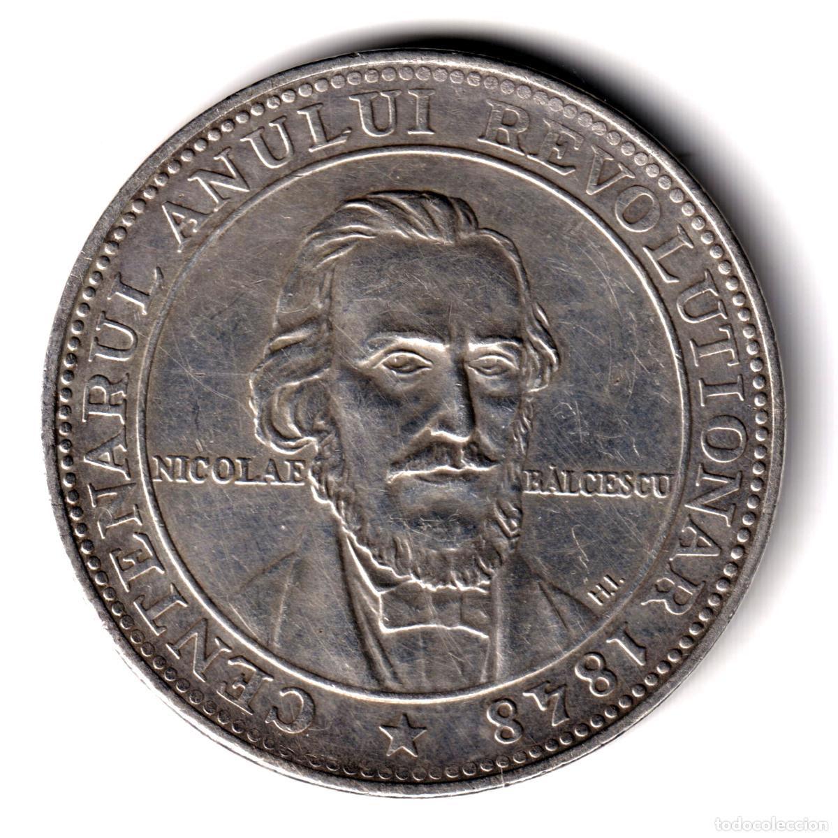 Monedas antiguas de Europa: RUMANIA medalla plata 1948 Centenario Revoluci&oacute;n de 1948 NICOLAE BALCESCU