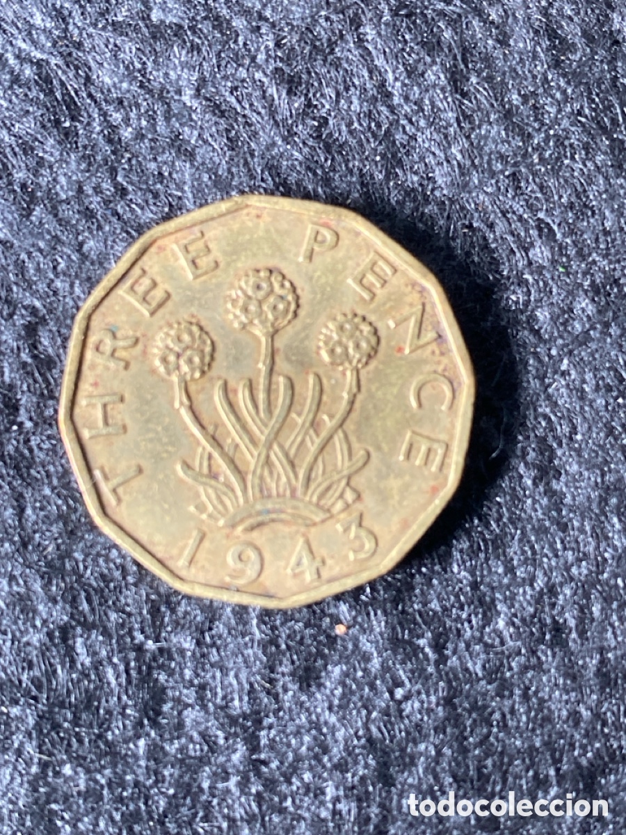 Monedas antiguas de Europa: Moneda tres peniques 1943