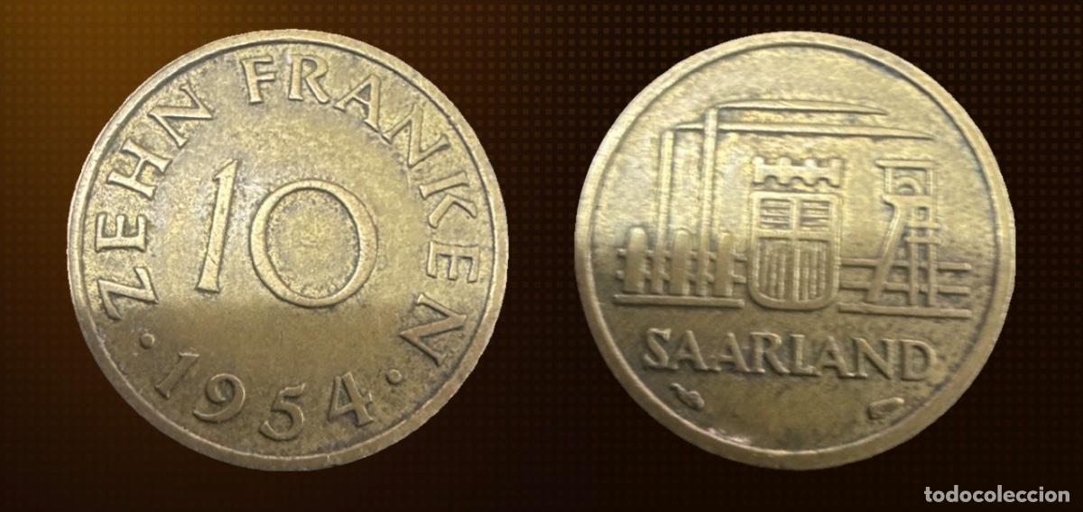 Monedas antiguas de Europa: Sarre 10 francos &middot; 1954