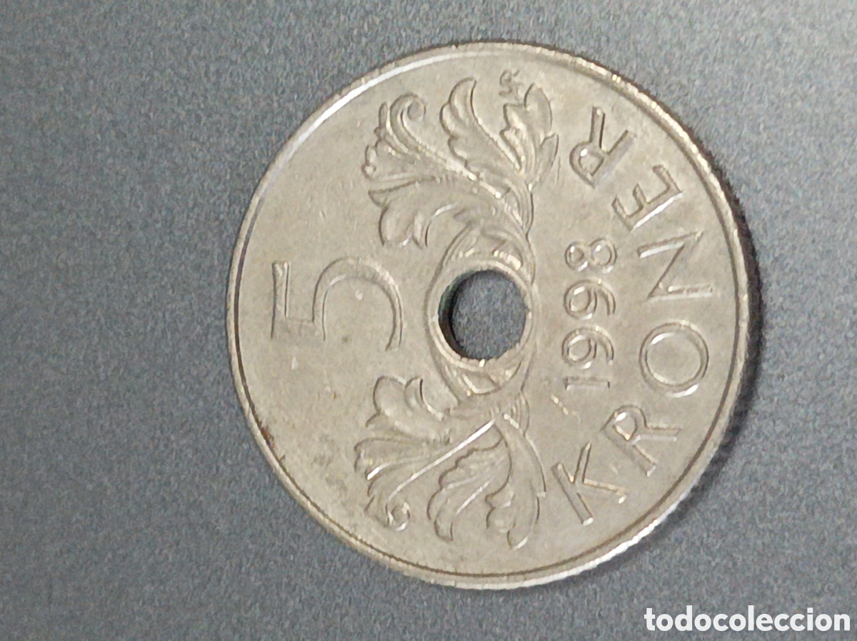 Monedas antiguas de Europa: 5 Kronas de noruega de 1998