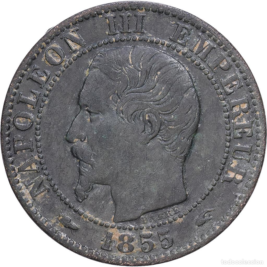 Monedas antiguas de Europa: [#1547819] Francia, Napoleon III, 5 Centimes, 1855, Paris, chien, Bronce, MBC, Gadoury:152