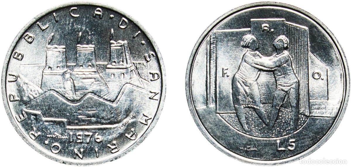 Monedas antiguas de Europa: San Marino Republic 1976 5 Lire (World Hunger; FAO) Aluminium Rome Mint (500000) 0.97g UNC KM 53