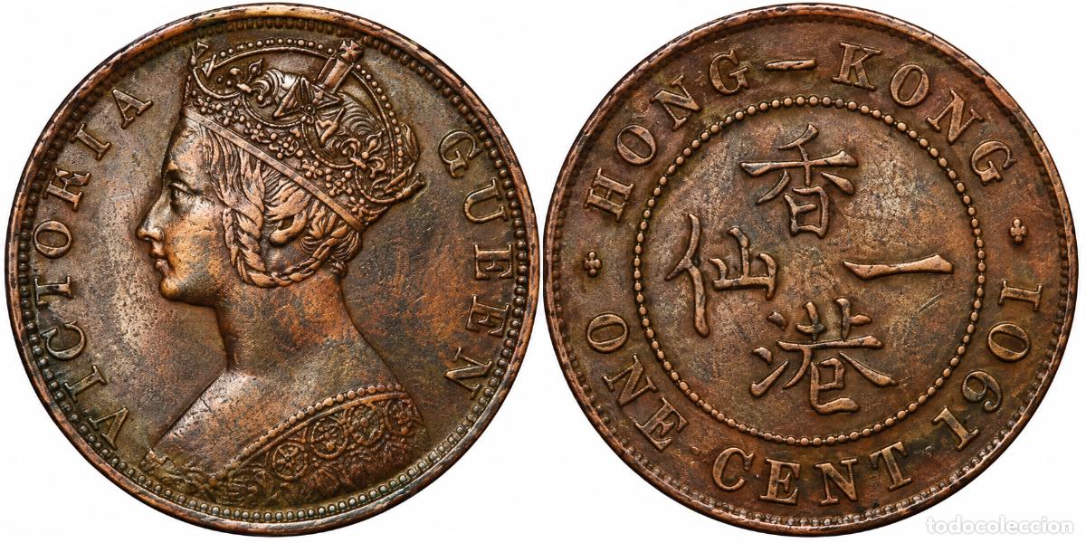 Monedas antiguas de Europa: HONG KONG &ndash; 1 CENTAVO 1901 &ndash; REINA VICTORIA &ndash; BRONCE &ndash; LONDRES &ndash; KM 4.1