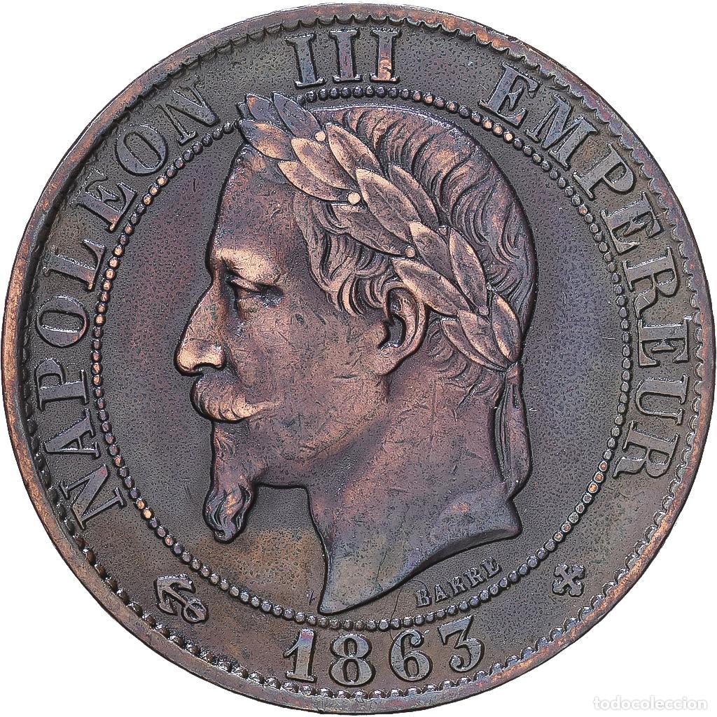 Monedas antiguas de Europa: [#1547838] Francia, Napoleon III, 5 Centimes, 1863, Strasbourg, Bronce, MBC, Gadoury:155