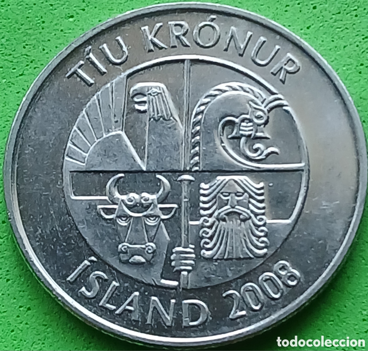 Monedas antiguas de Europa: Islandia 10 coronas 2008 km#29.1a