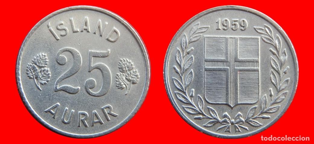Monedas antiguas de Europa: 25 AURAR 1959 ISLANDIA-157051