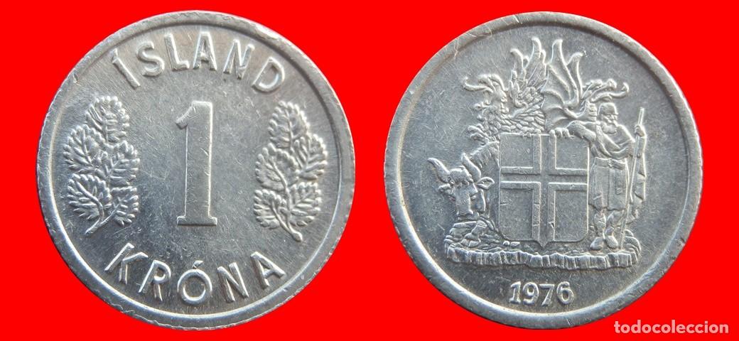 Monedas antiguas de Europa: 1 corona 1976 ISLANDIA-157052