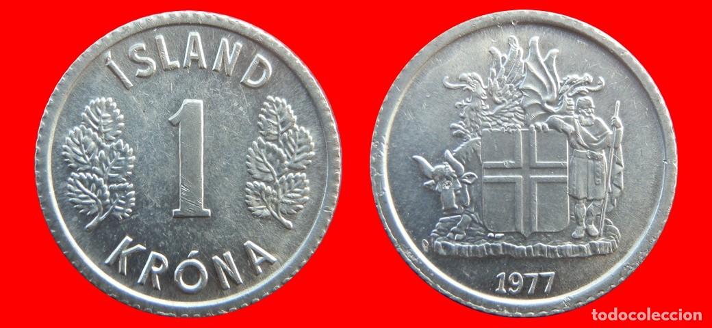 Monedas antiguas de Europa: 1 CORONA 1977 ISLANDIA-157053