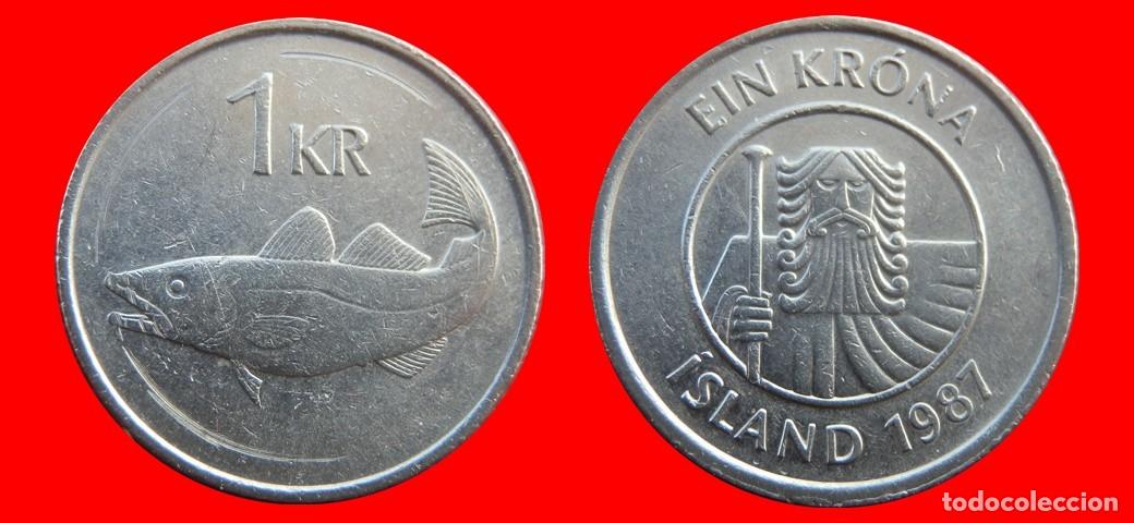 Monedas antiguas de Europa: 1 CORONA 1987 ISLANDIA-157056