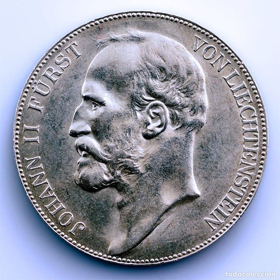 Monedas antiguas de Europa: SC-Principado de Liechtenstein.Juan II 5 Coronas 1904. EBC/XF Plata 24 g. ESCASA