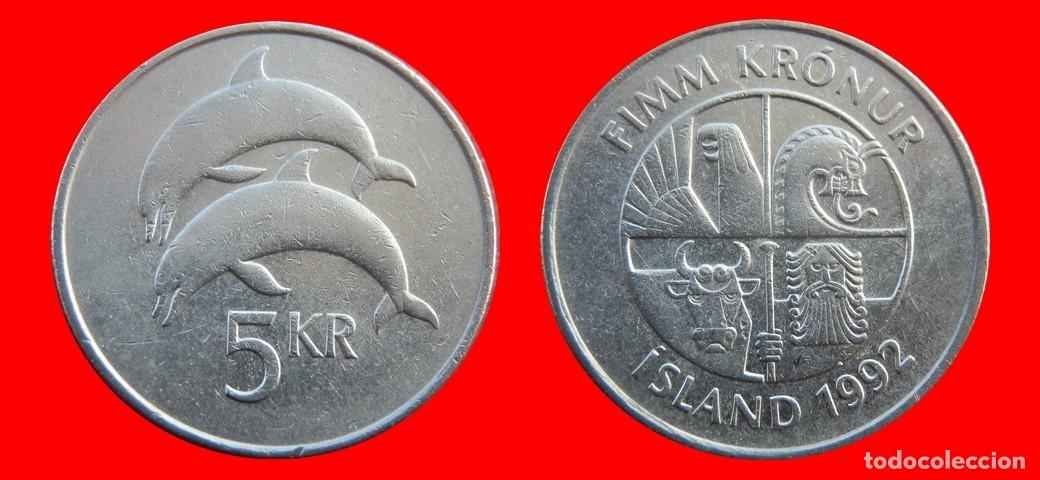 Monedas antiguas de Europa: 5 CORONAS 1992 ISLANDIA-157060