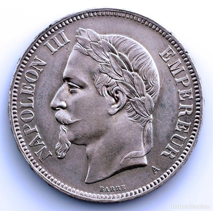 Monedas antiguas de Europa: SC-Francia-Napole&oacute;n III 5 Francos 1870 A. Paris. EBC-/XF- Plata 25 g.