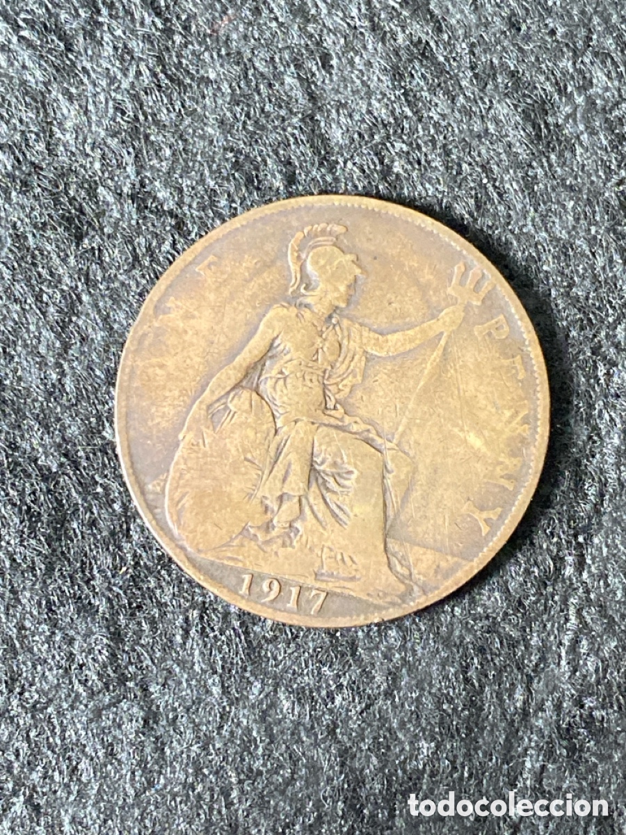 Monedas antiguas de Europa: Moneda de One penny de 1917
