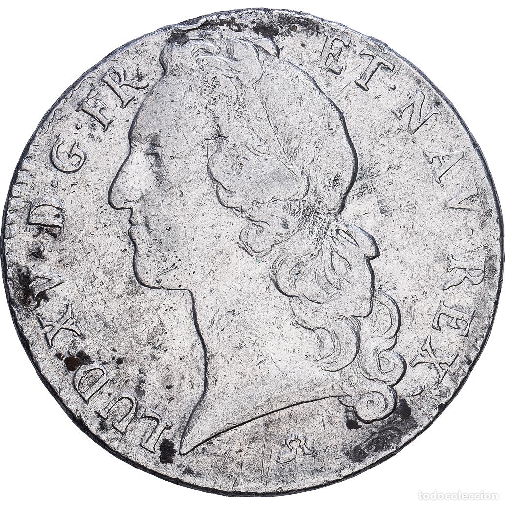 Monedas antiguas de Europa: [#1548002] Francia, Louis XV, &Eacute;cu au bandeau, 1744, Rouen, Plata, BC+, Gadoury:322