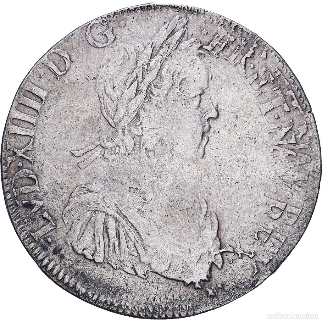 Monedas antiguas de Europa: [#1547965] Francia, Louis XIV, &Eacute;cu &agrave; la m&egrave;che longue, 1653, Bayonne, Plata, BC+