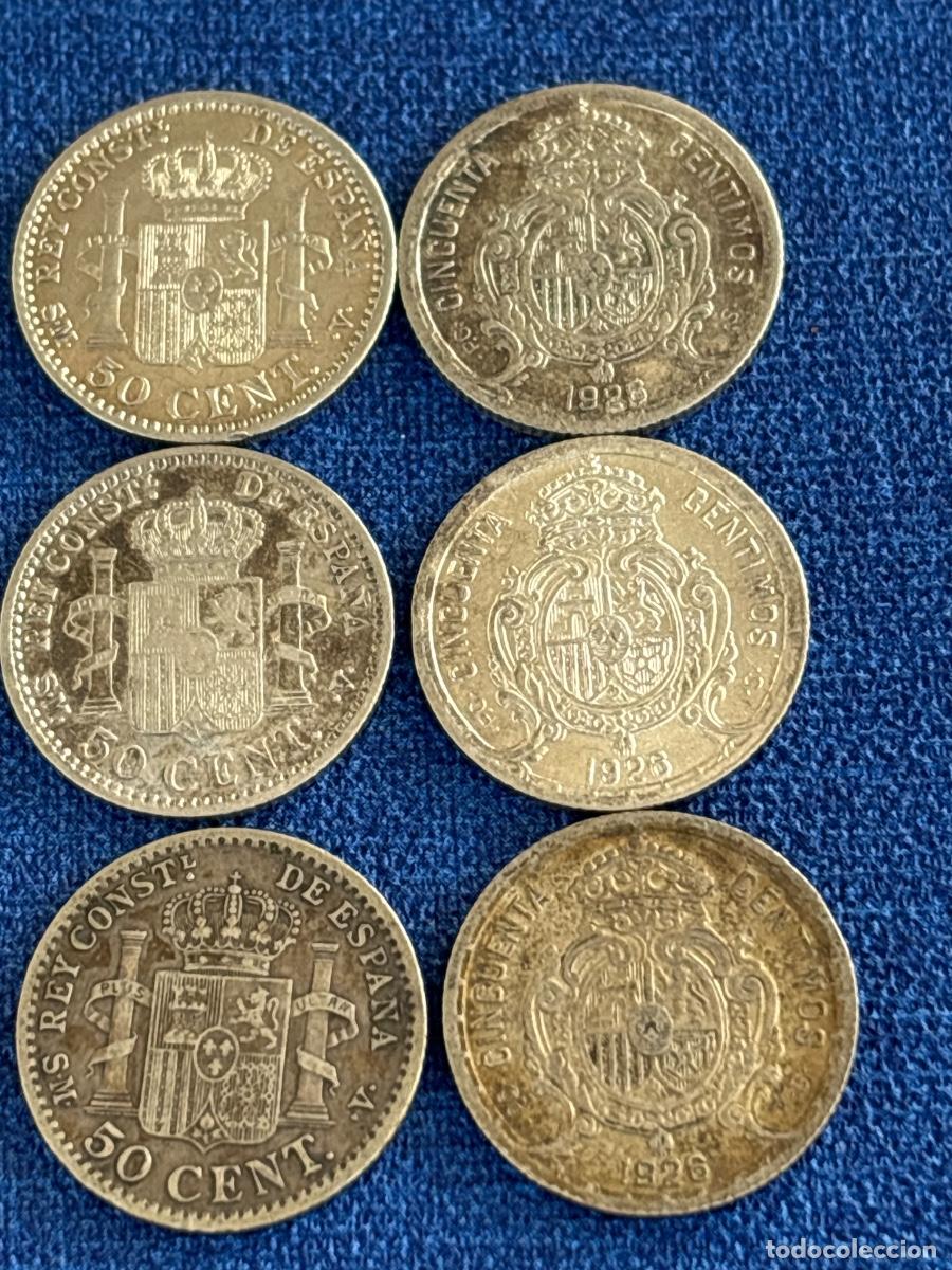 Monedas antiguas de Europa: LOTE de 6 MONEDAS 50 CENT. 1904,26.Plata