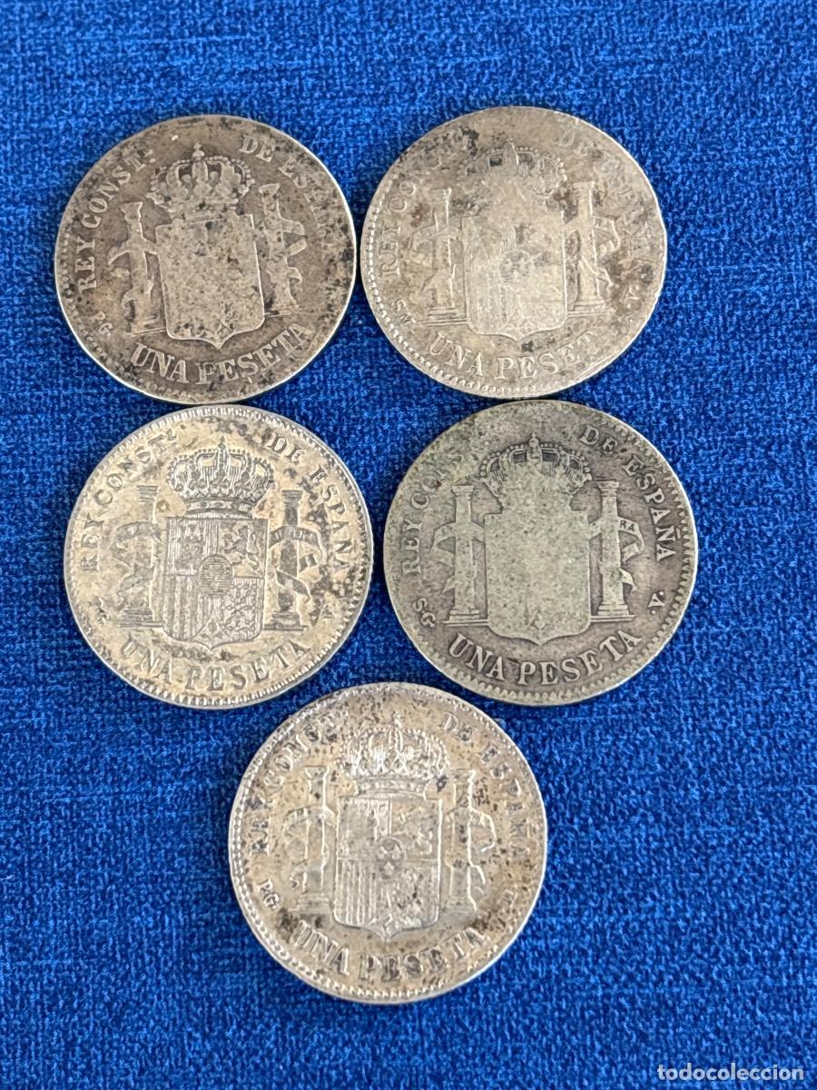 Monedas antiguas de Europa: LOTE de 5 MONEDAS UNA PESETA del 1800.Plata