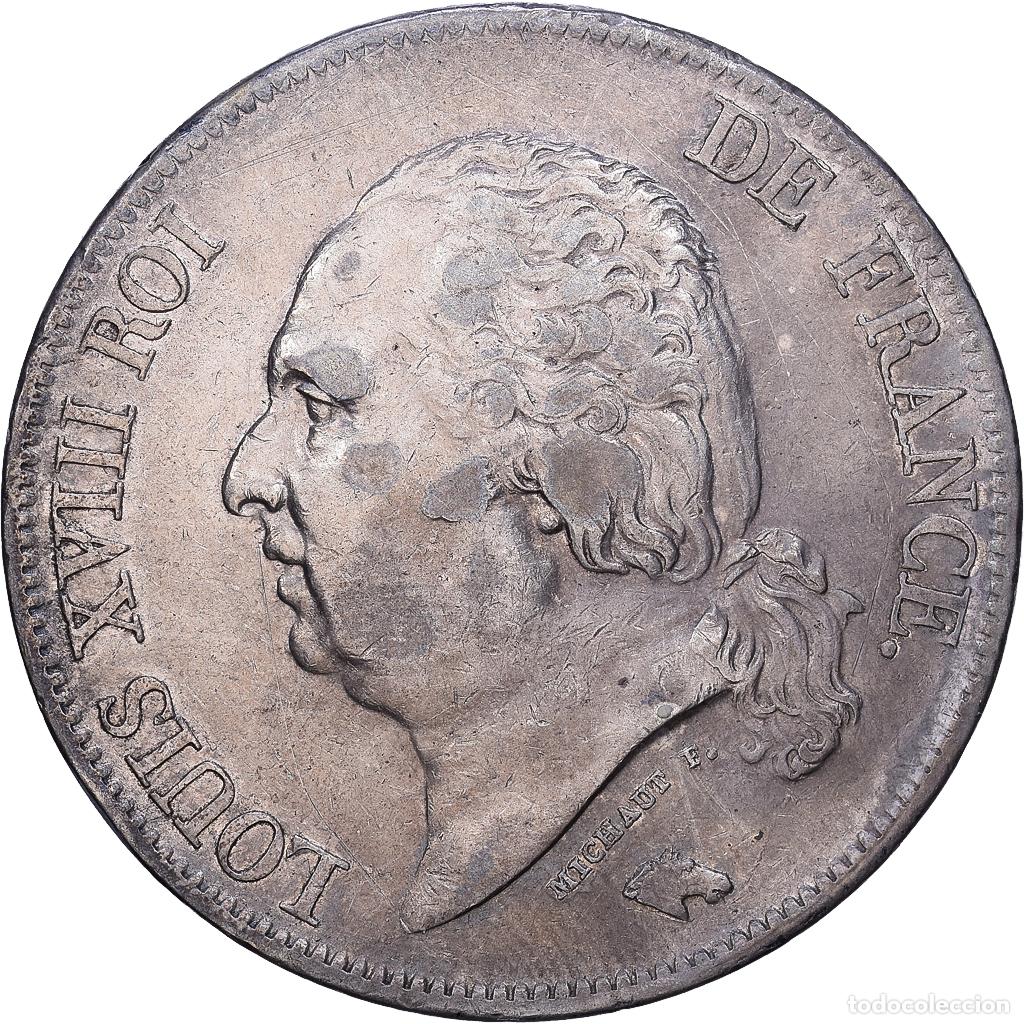 Monedas antiguas de Europa: [#1203529] Francia, 5 Francs, Louis XVIII, 1824, Toulouse, Plata, BC+, KM:711.9