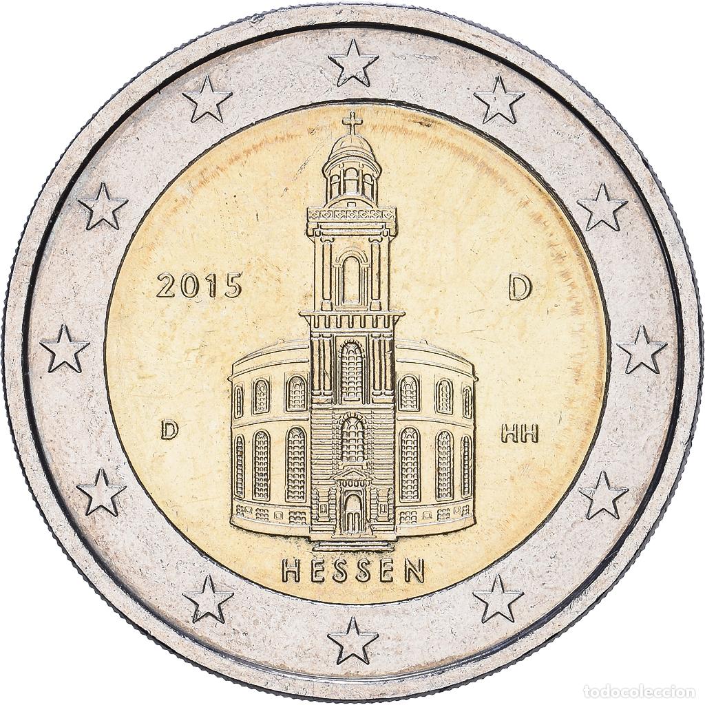 Monedas antiguas de Europa: [#1547951] Alemania, 2 Euro, Hessen, Error Coin Alignment, 2015, Munich, Bimet&aacute;lico, MBC+