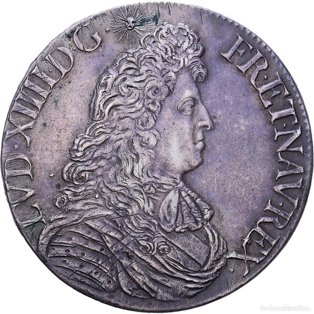 Monedas antiguas de Europa: [#1535211] Francia, Louis XIV, &Eacute;cu &agrave; la cravate, 1679, Rennes, Plata, MBC+, Gadoury:210