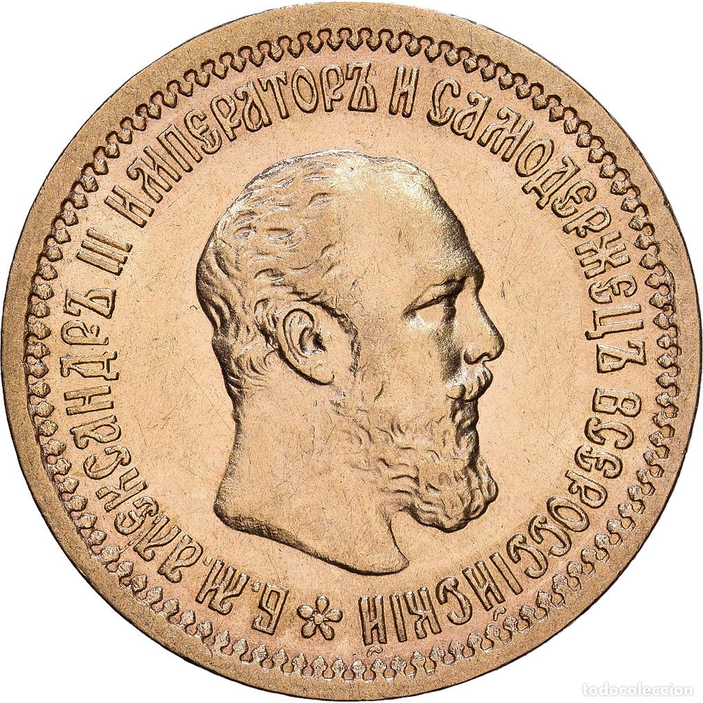 Monedas antiguas de Europa: [#1552545] Rusia, Alexander III, 5 Roubles, 1889, St. Petersburg, Oro, MBC+, KM:42